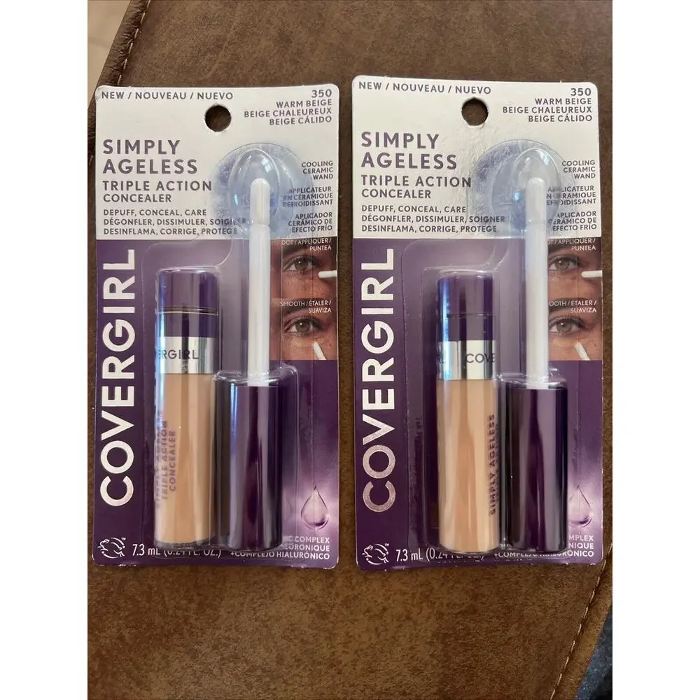 Lot (2) Covergirl Simply Ageless Triple Action Concealer #350 Warm Beige